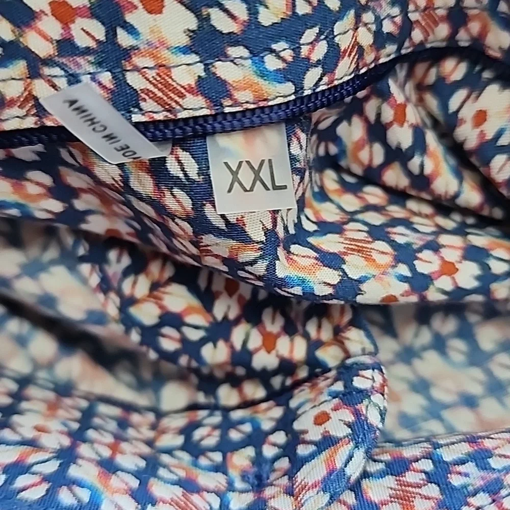 Bugatchi Shaped Fit Men's Blue /Orange Patterned Shirt Size XXL